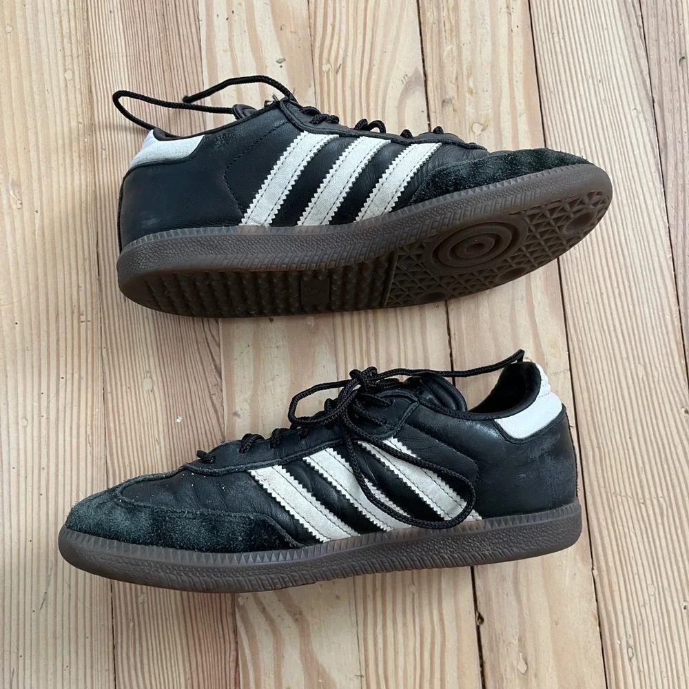 Adidas Samba Classic Black White Gum Leather Kids Soccer Shoes IF1945 Youth 2.5